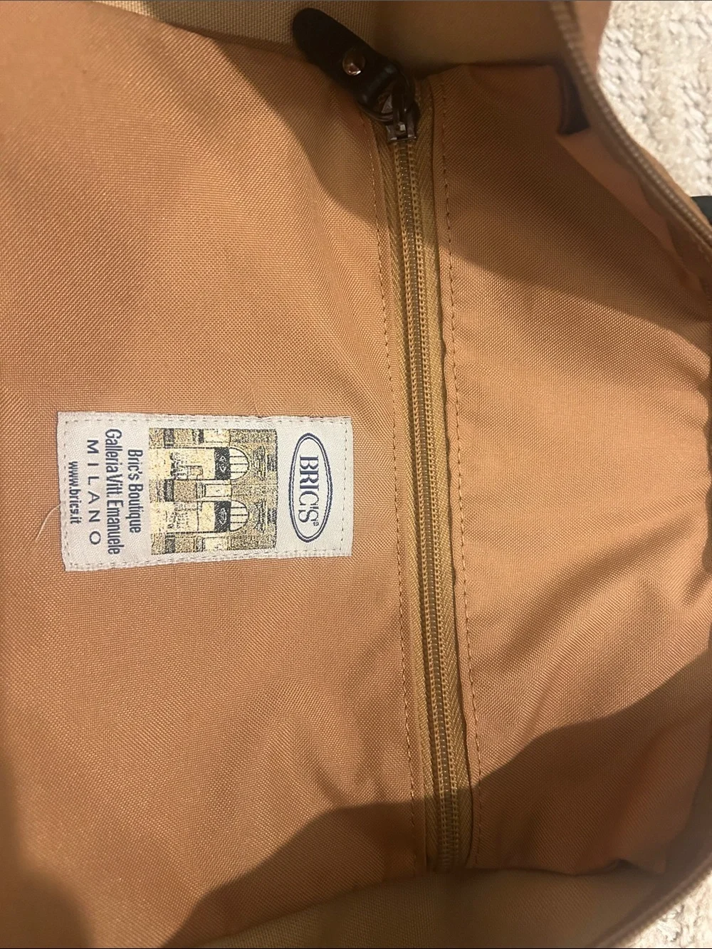 Bric's Tan and Brown 21” Pebbled Leather Duffel Bag
